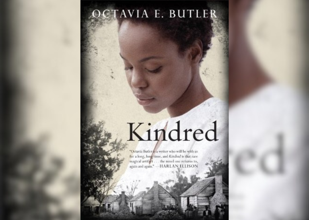 A woman looking down.