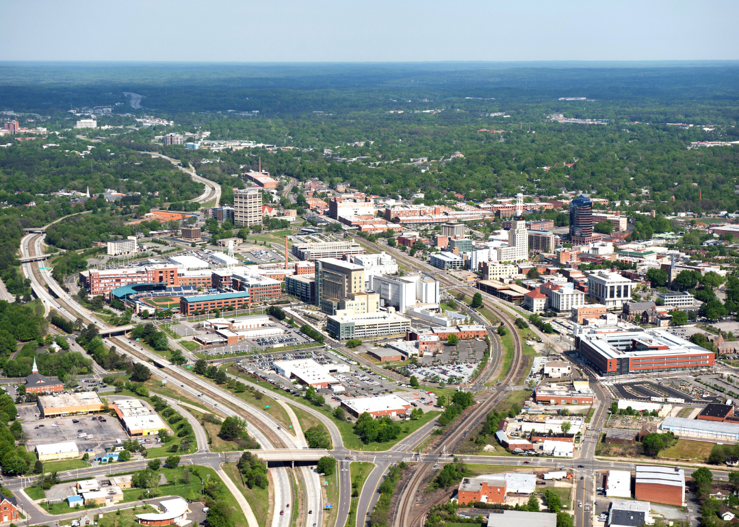 An aerial view of downtown.