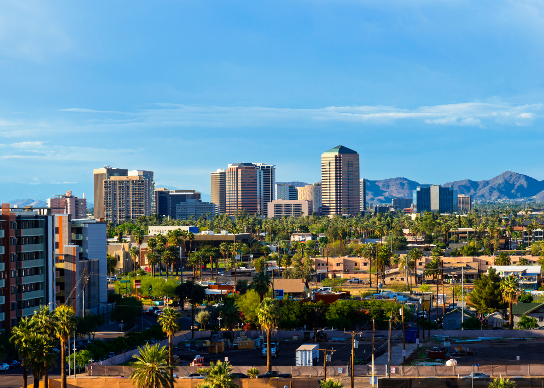 Homes and buildings with the Scottsdale skyline in the background.