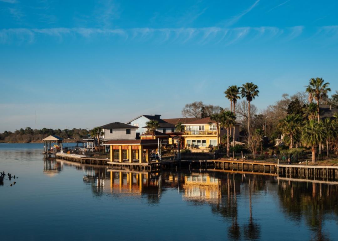 Homes on a lake.