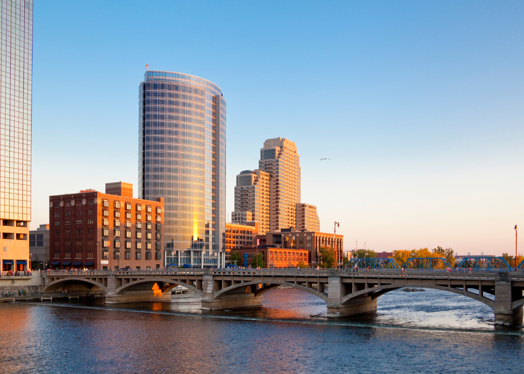 Skyline and bridge in Grand Rapids, MI.