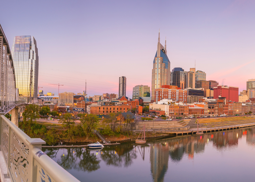 Nashville, TN downtown skyline on the waterfront.