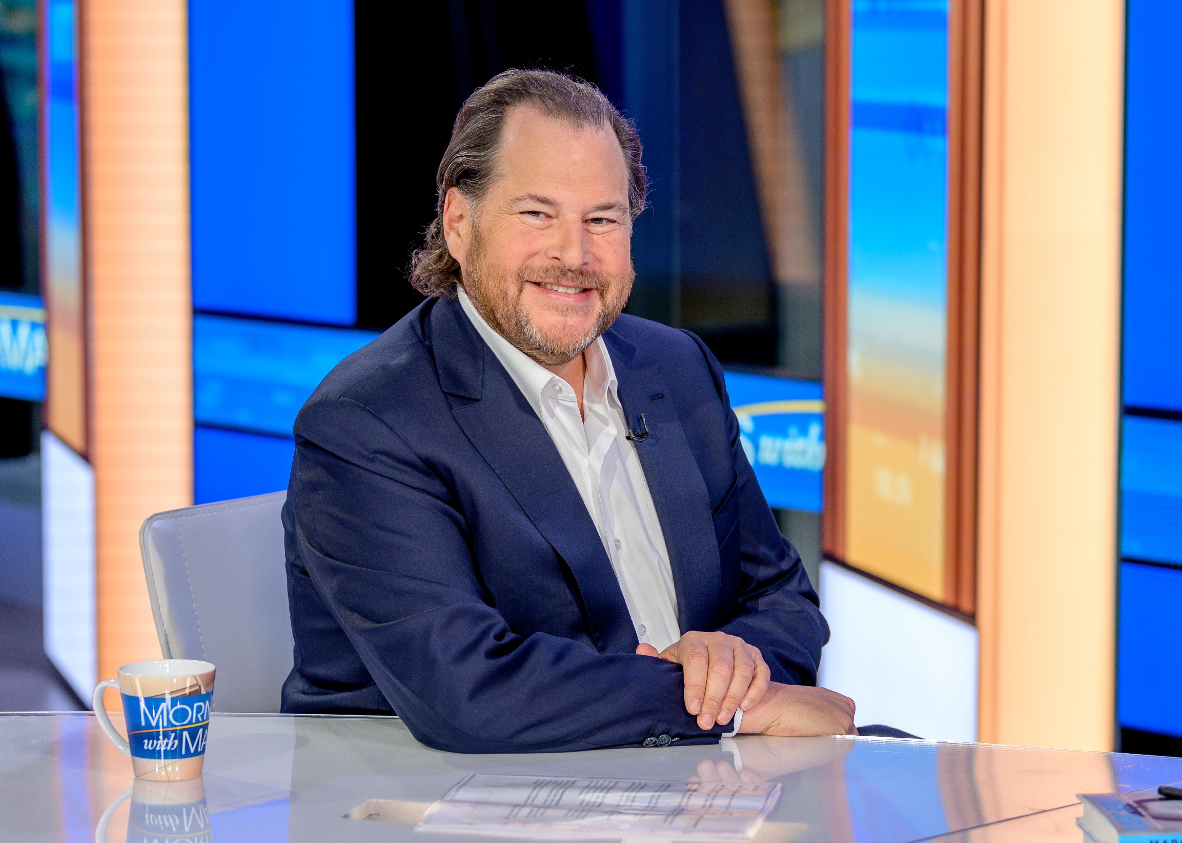 Marc Benioff smiling onstage.