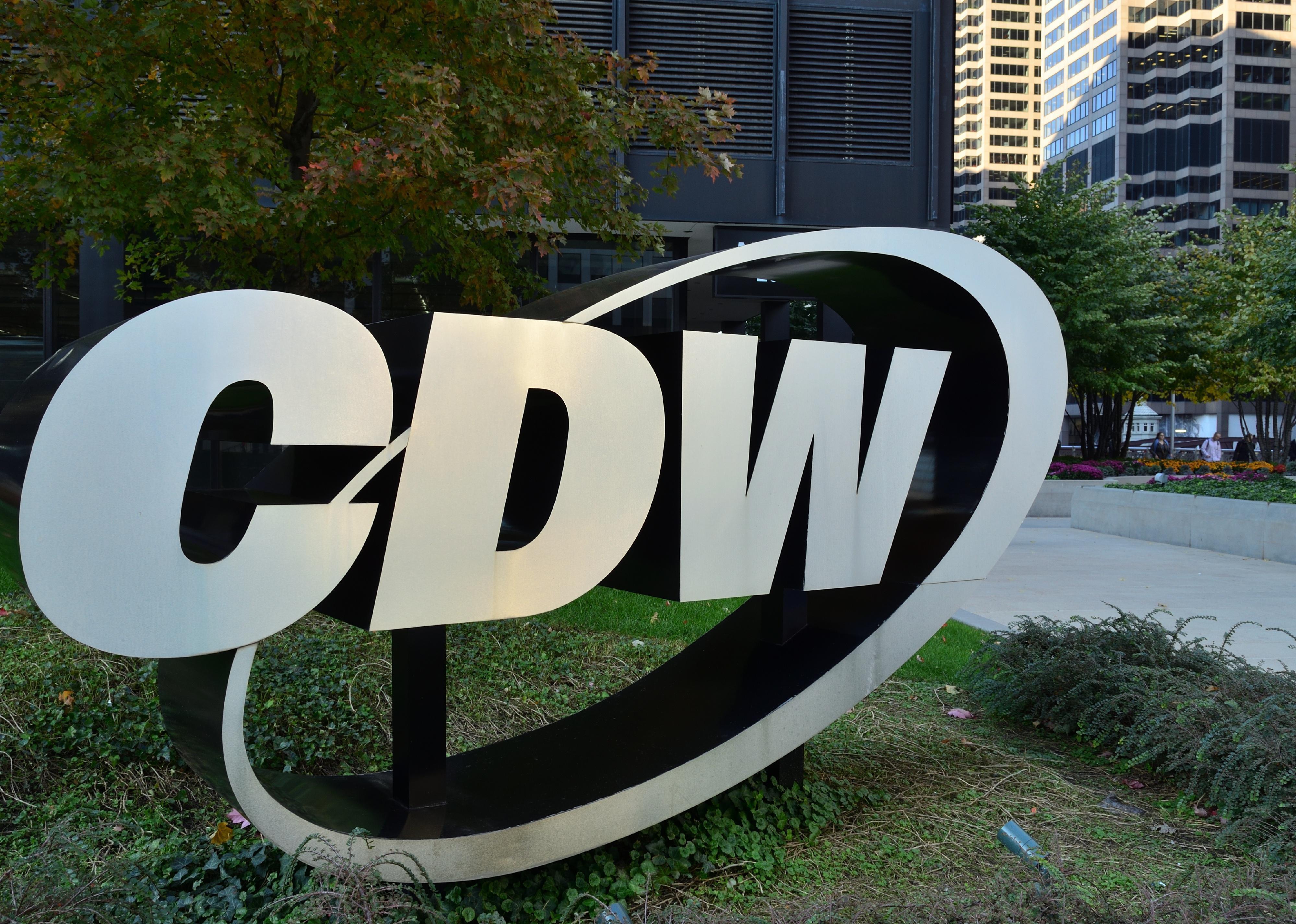 A giant CDW sign outside a building.