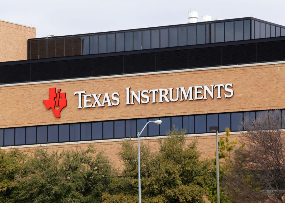 The outside of the Texas Instruments headquarters in Dallas, TX.