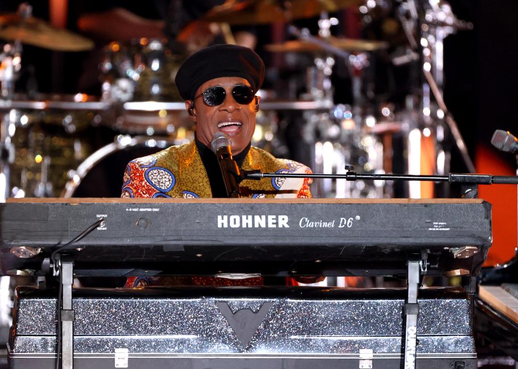 Stevie Wonder performs onstage.