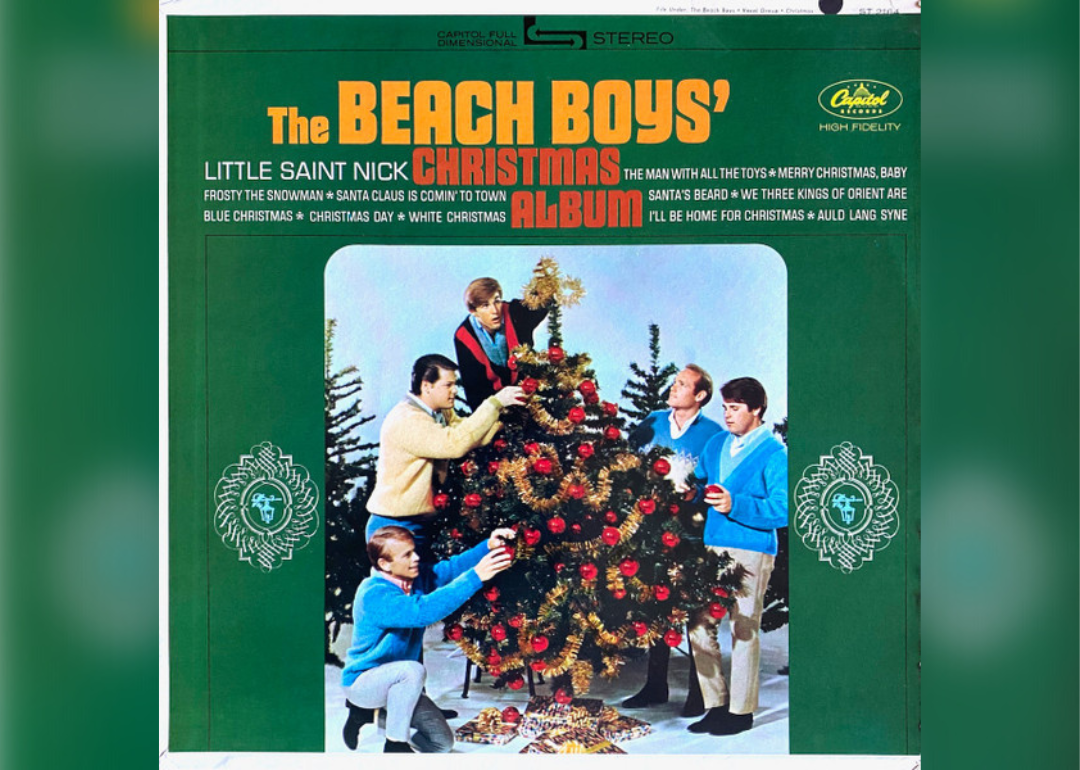 The Beach Boys decorating a Christmas tree on their album cover. 