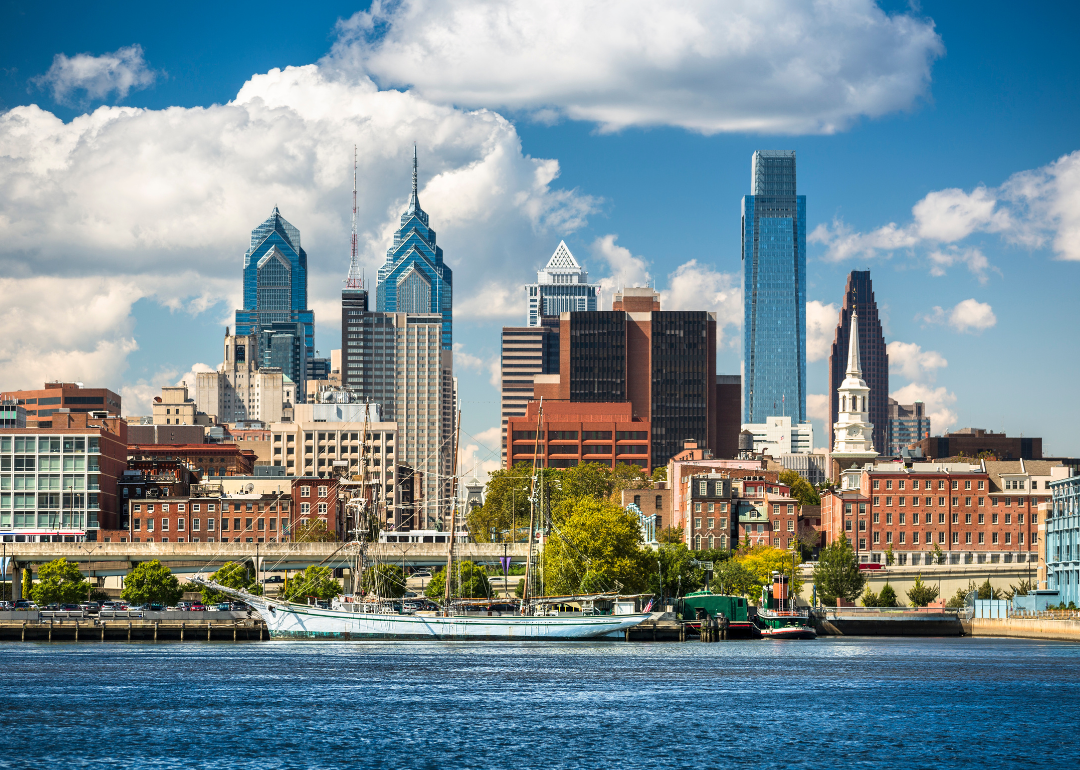 Philadelphia downtown on the water.