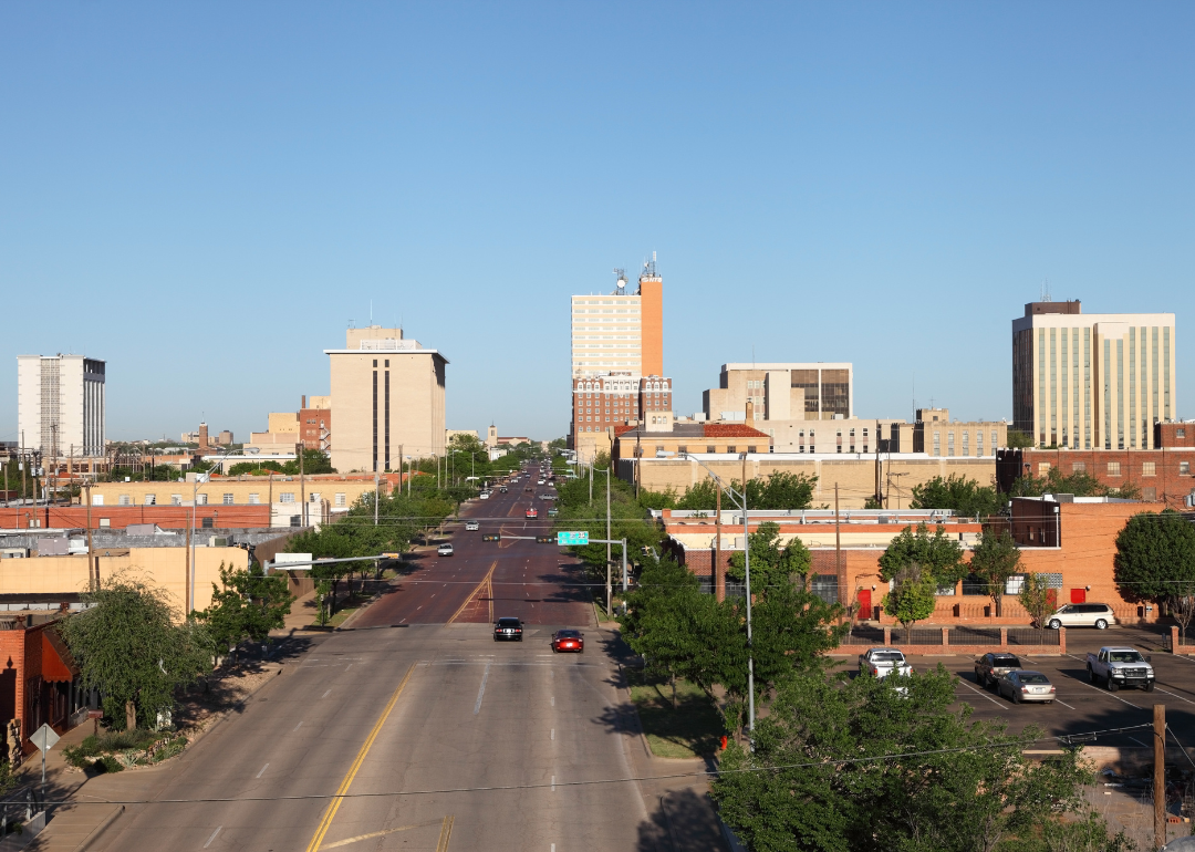 An aerial view of downtown Lubbock.