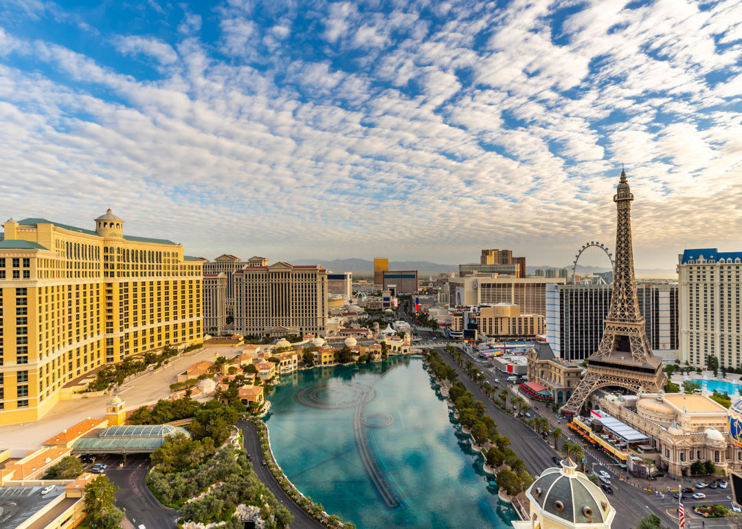 An aerial view of the Las Vegas strip.