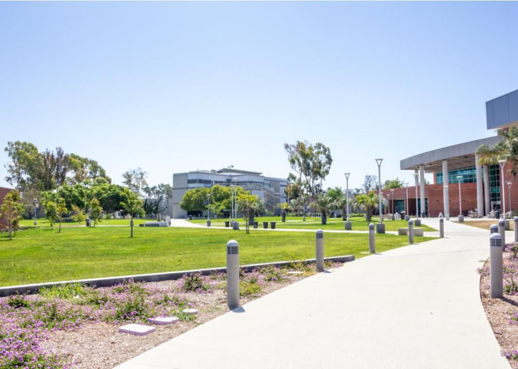 Quad area buildings of a small college in California.