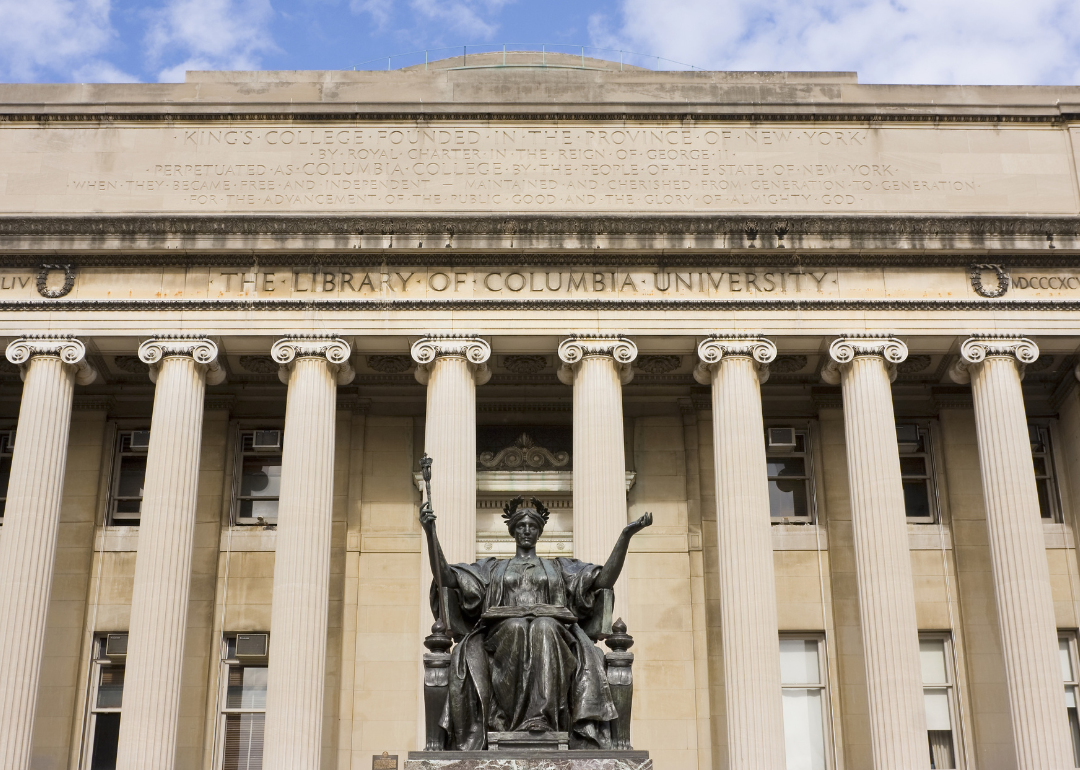 The library of Columbia University with Greek style columns.