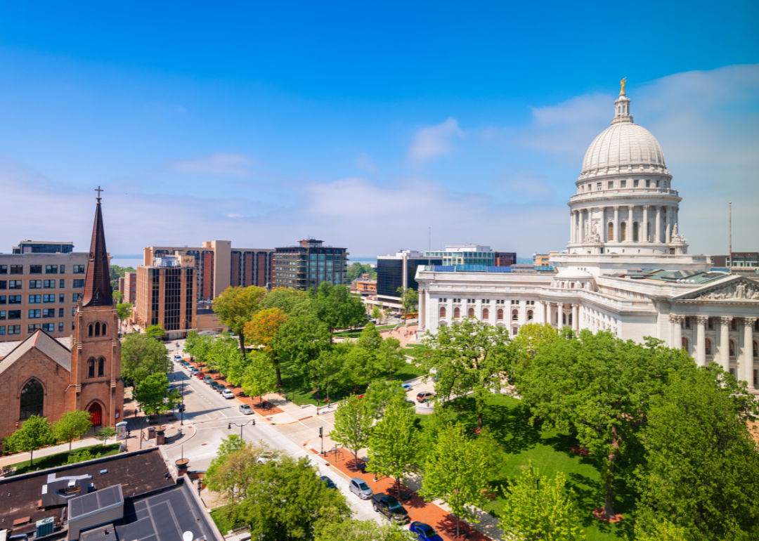The Capitol building and downtown Madison.