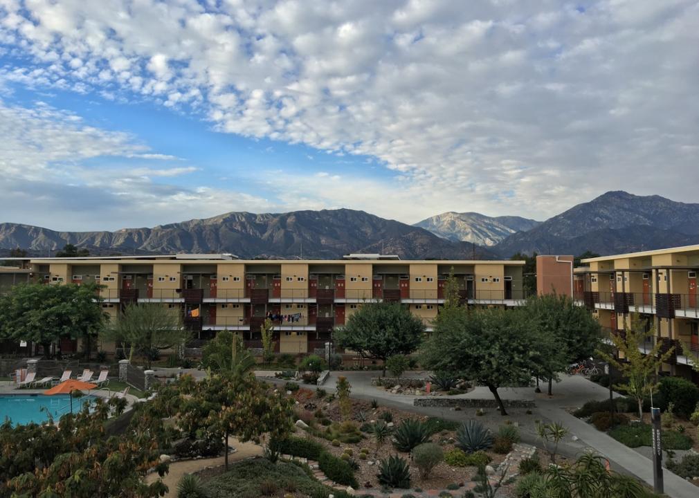 Pitzer College dorms with Mt. Baldy in the background