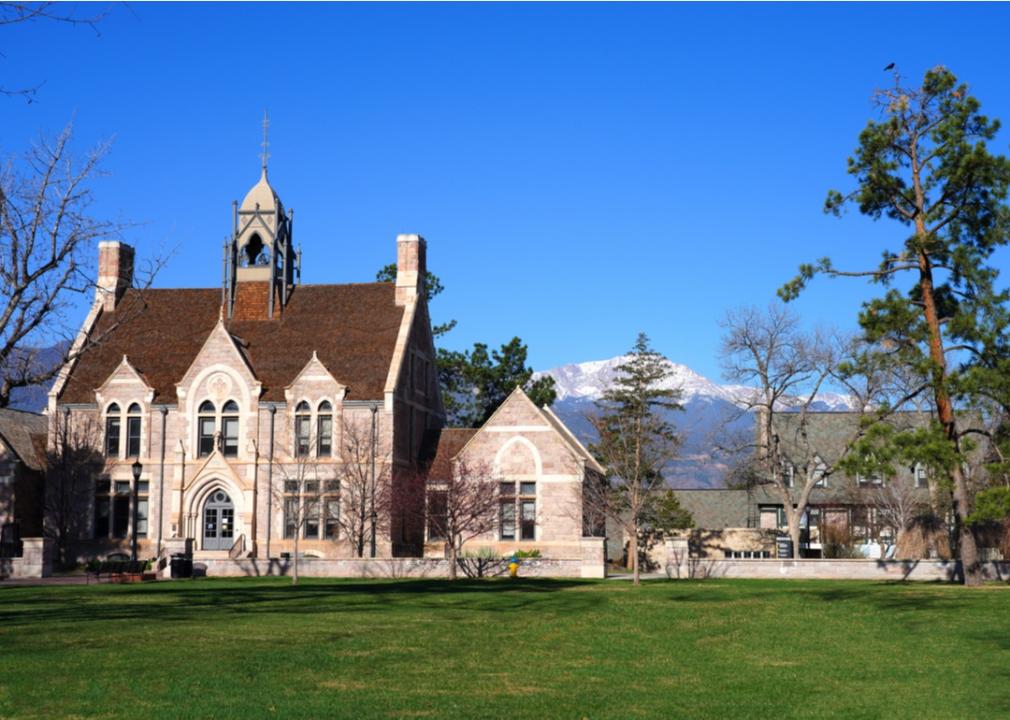 Colorado College at the foot of Pikes Peak mountain.