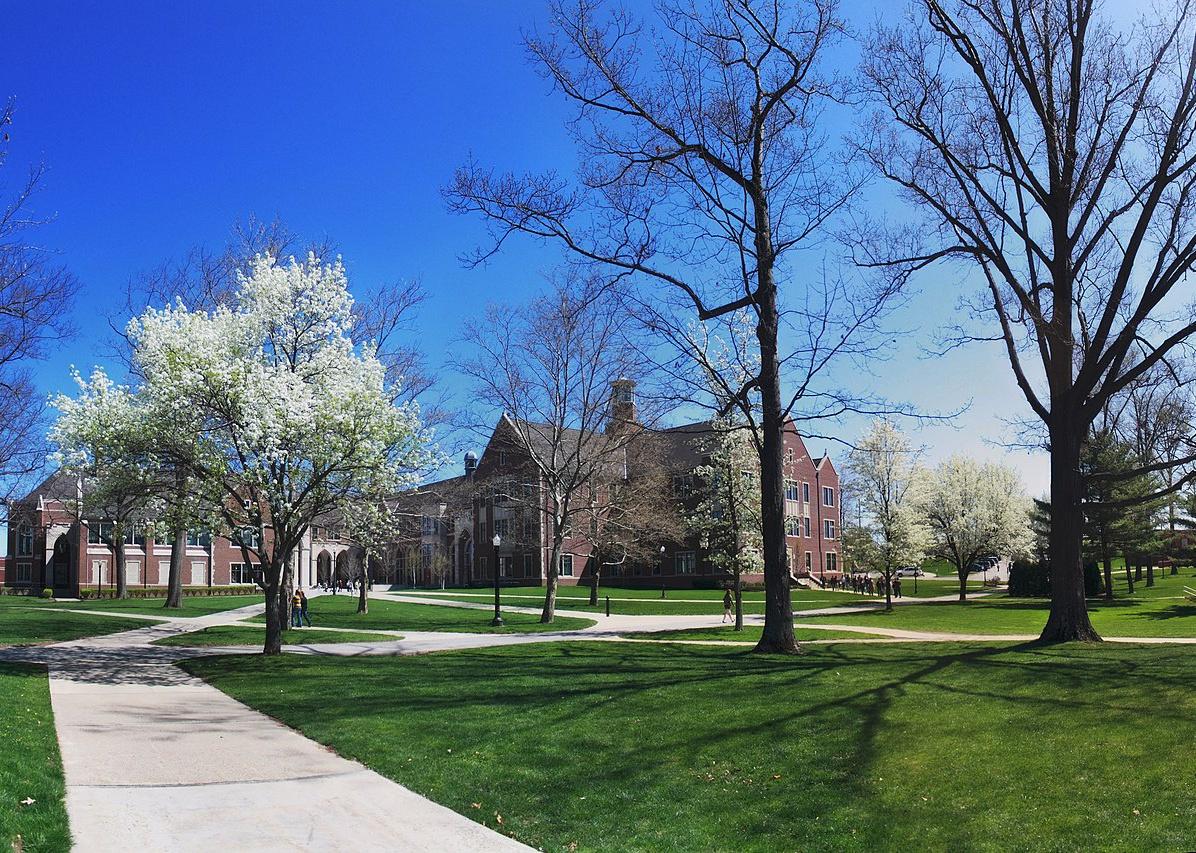Grove City College campus in spring.