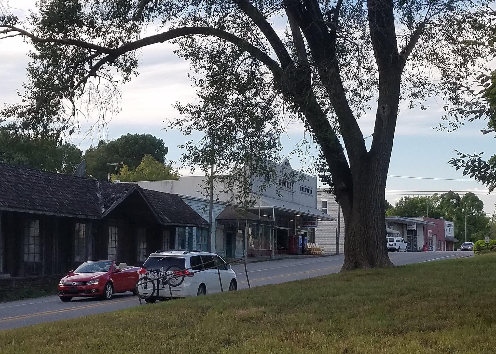 A small town street.
