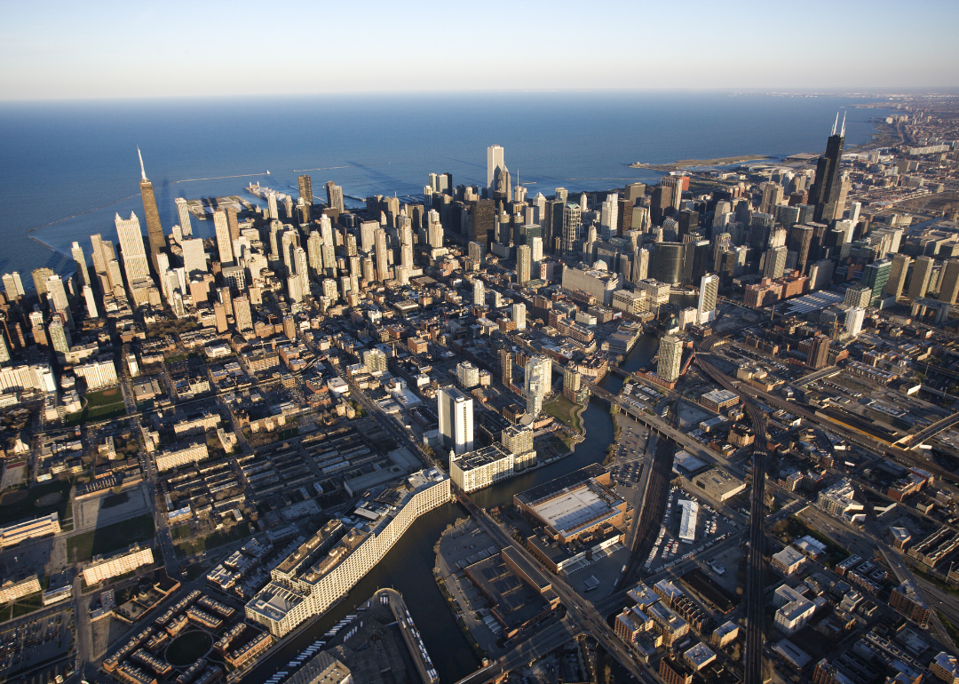 Aerial view of downtown Chicago.