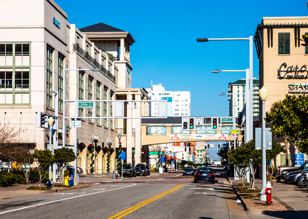 Cars in downtown Virginia Beach.