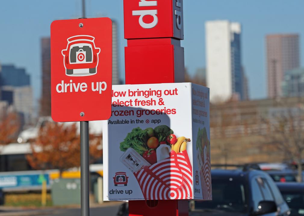 Parking spots for curbside pick-up are pictured at Target.