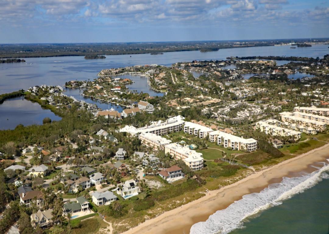 Aerial view of homes in Indian River Shores, Florida.