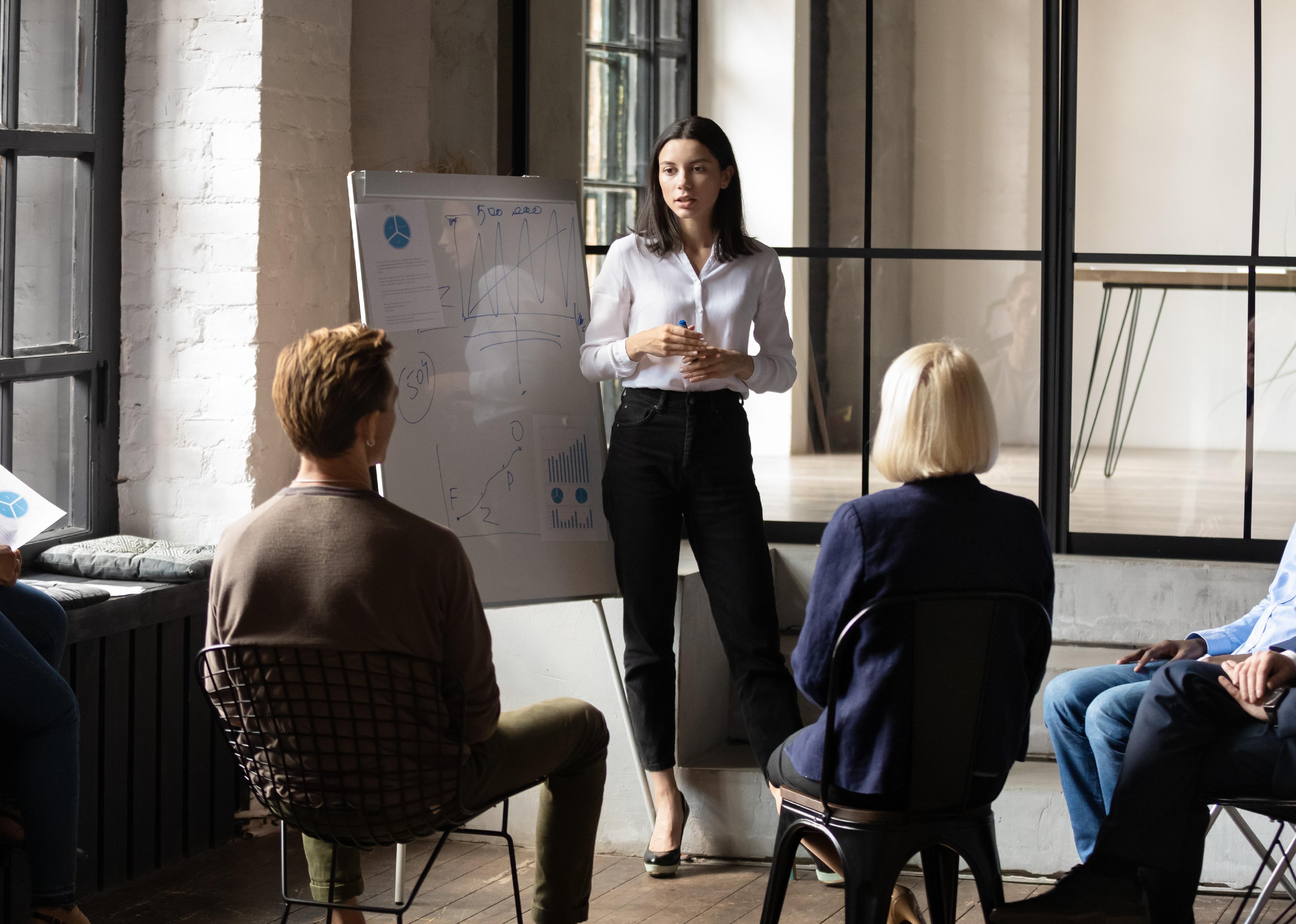 Employees sitting in on a training class.