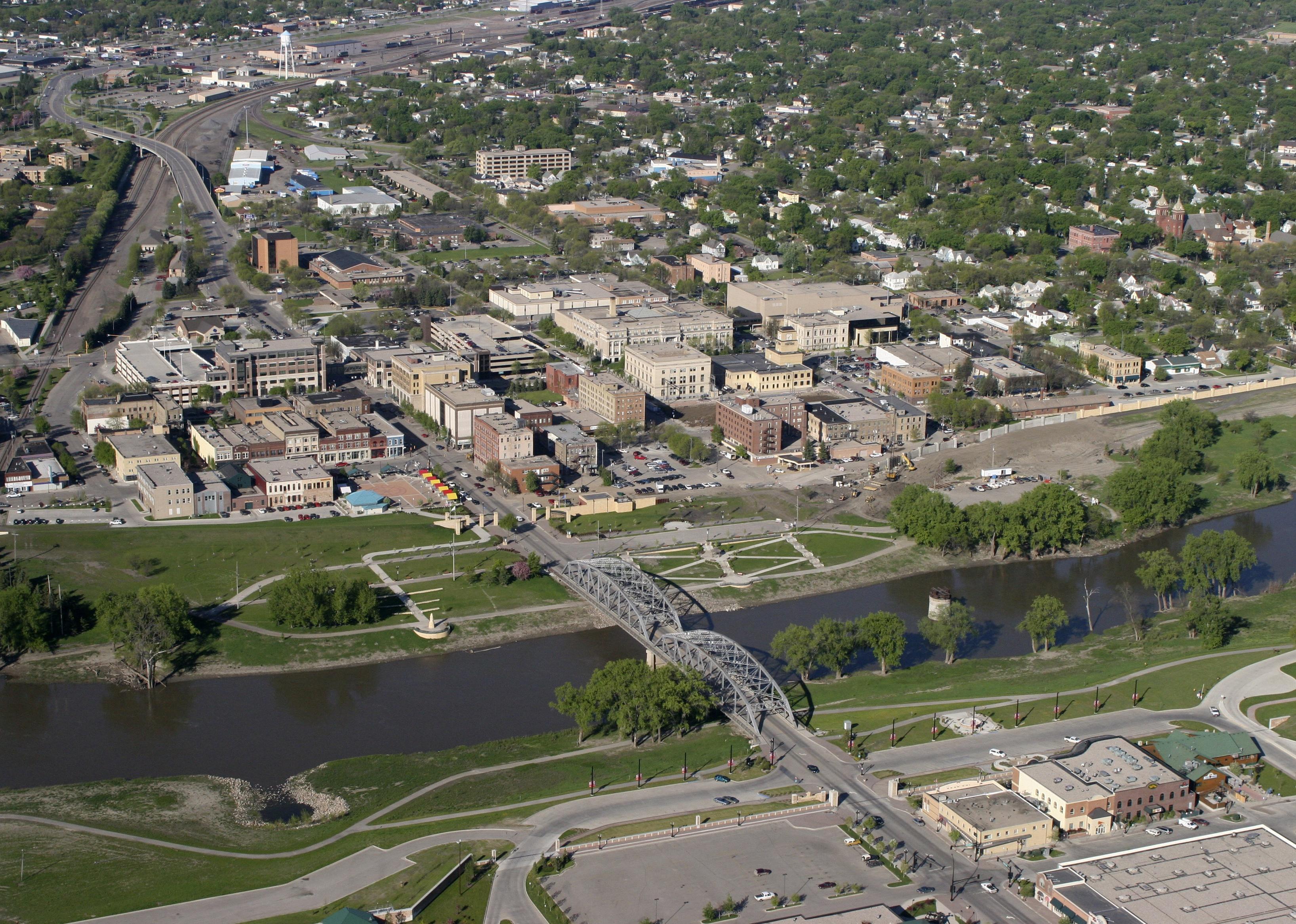 Aerial view of Grand Forks, North Dakota.