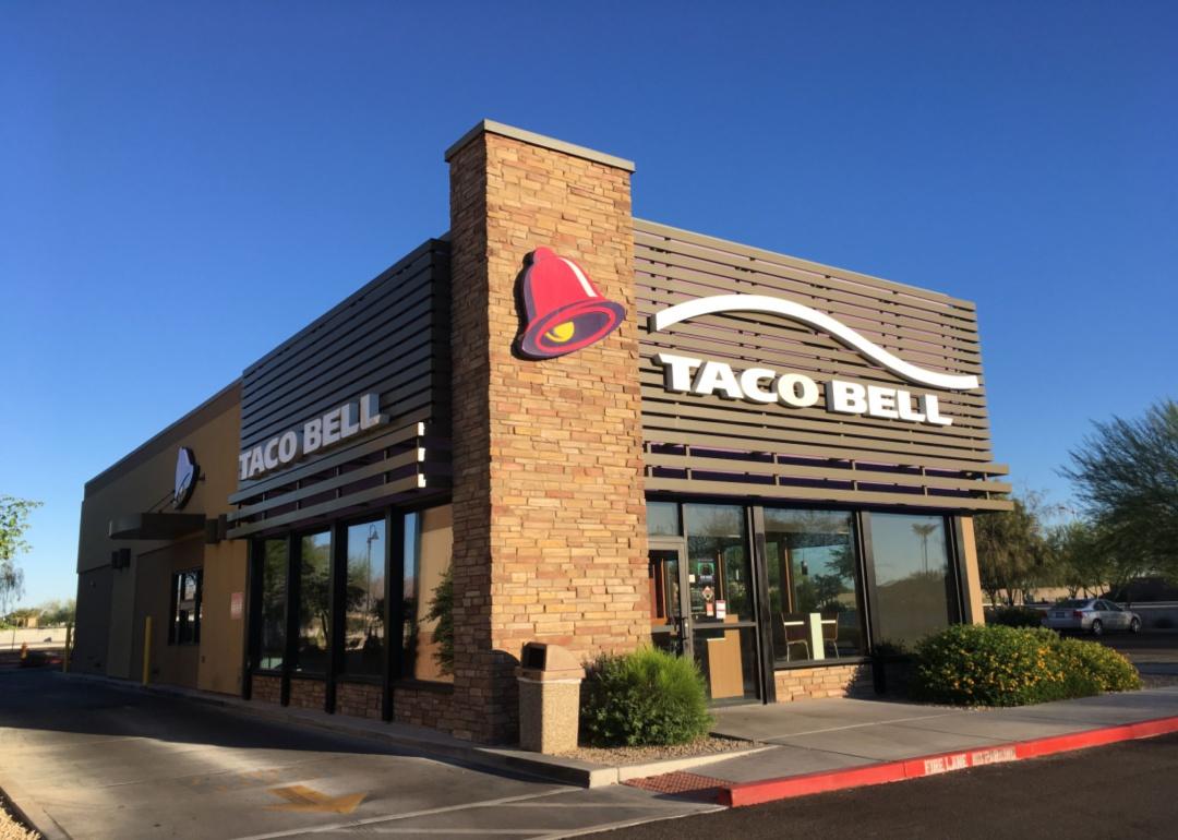 The exterior of a Taco Bell restaurant.