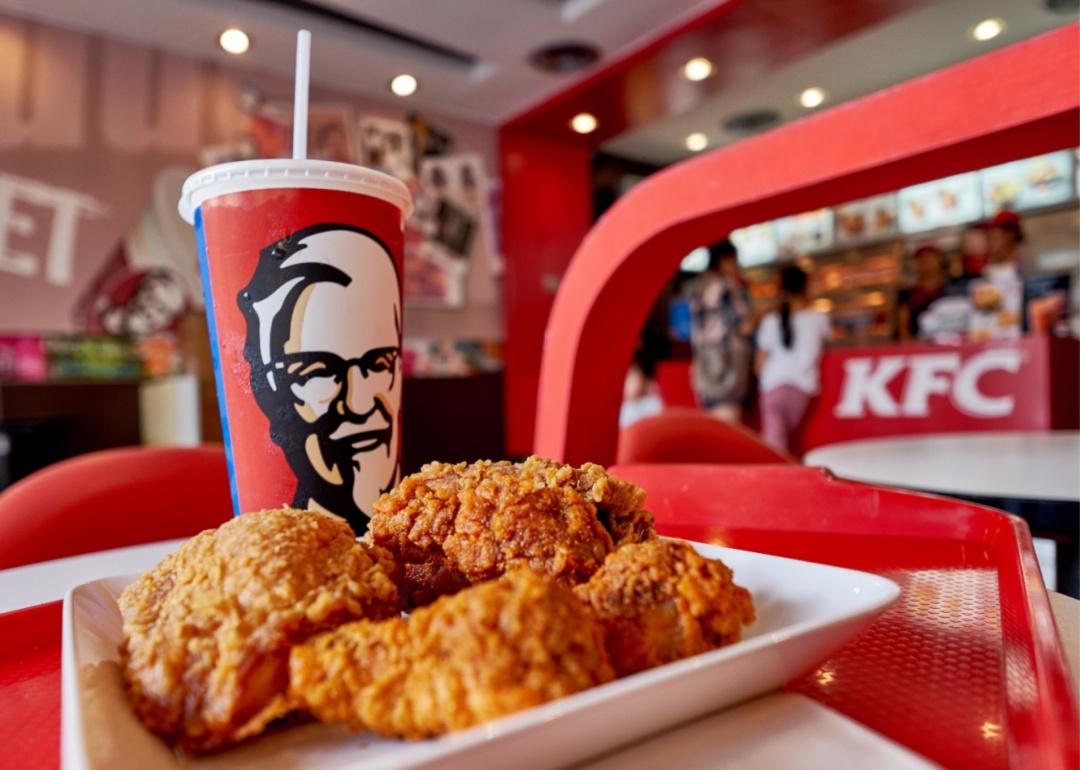 A KFC fried chicken meal on a table.