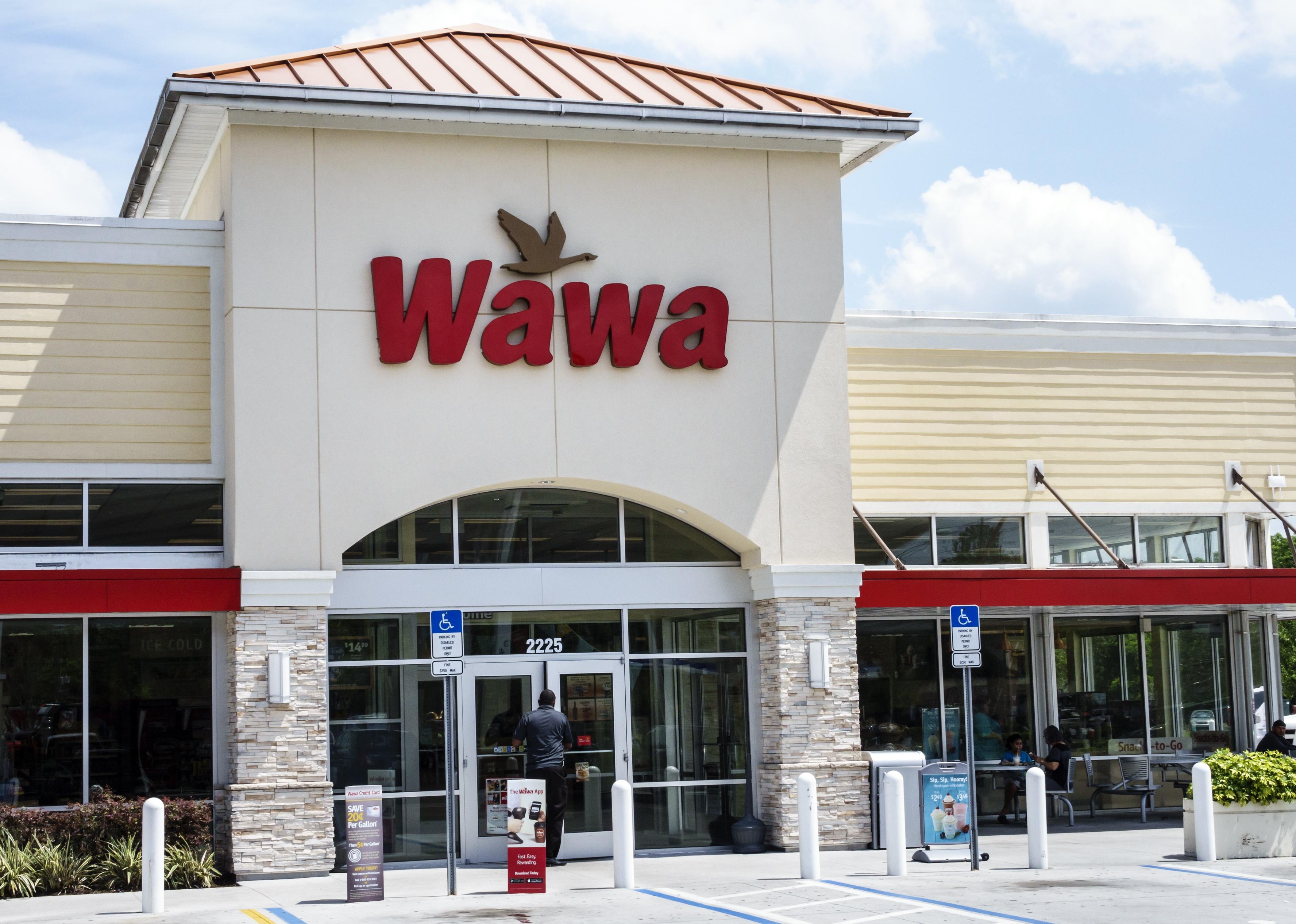 The exterior of a Wawa store.