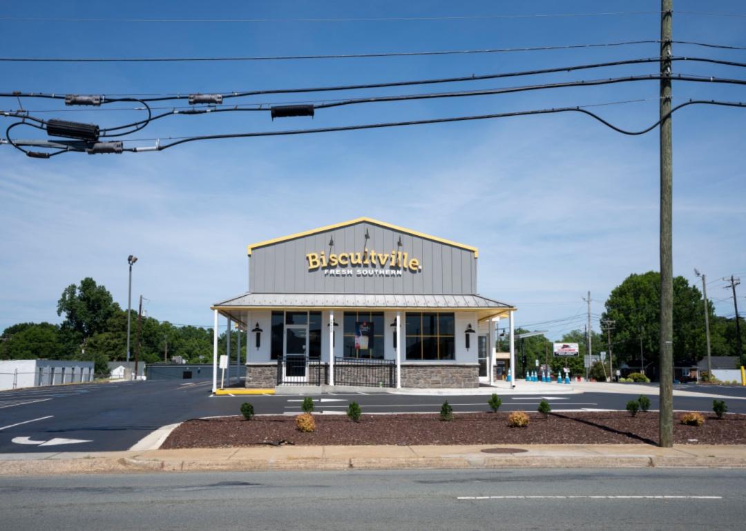 The exterior of a Biscuitville restaurant.