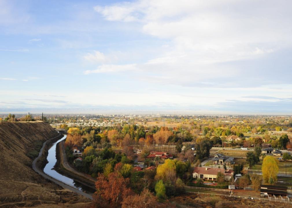 Aerial view of Bakersfield, California in the Fall.
