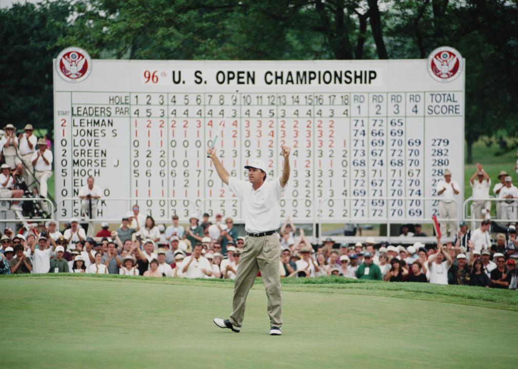 Steve Jones of the United States celebrates winning the 96th U.S. Open