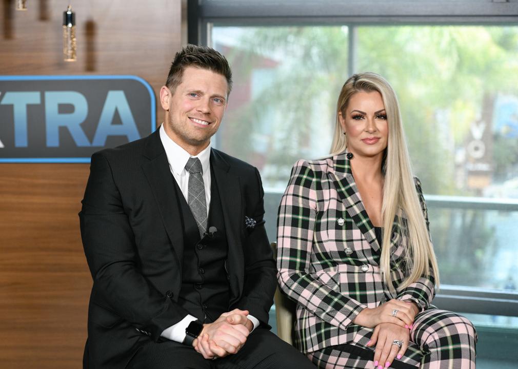 Michael "The Miz" Mizanin and Maryse Ouellet visit "Extra" at Universal Studio