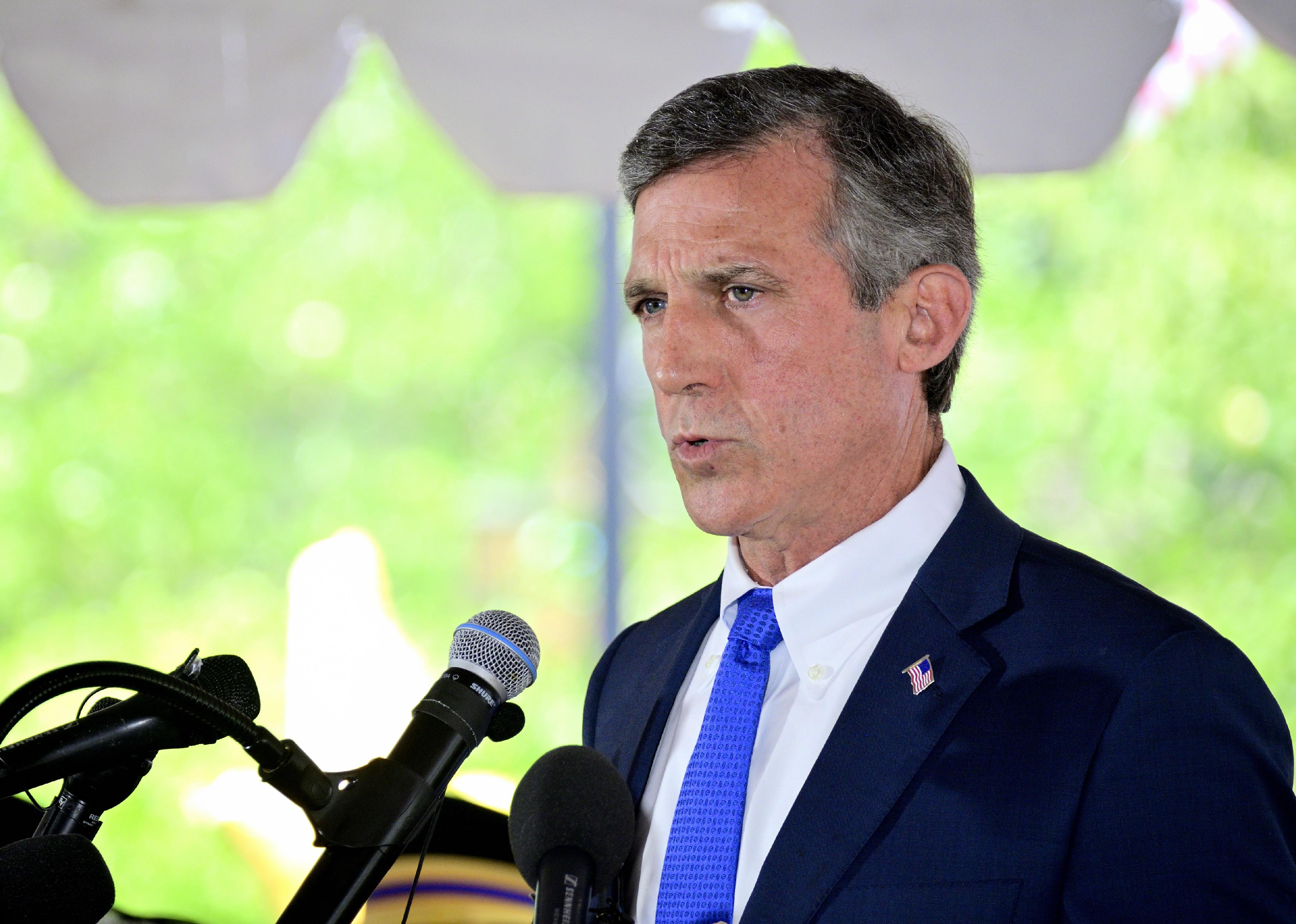 Governor of Delaware John C Carney Jr. speaks at the Delaware Memorial Day Ceremony,
