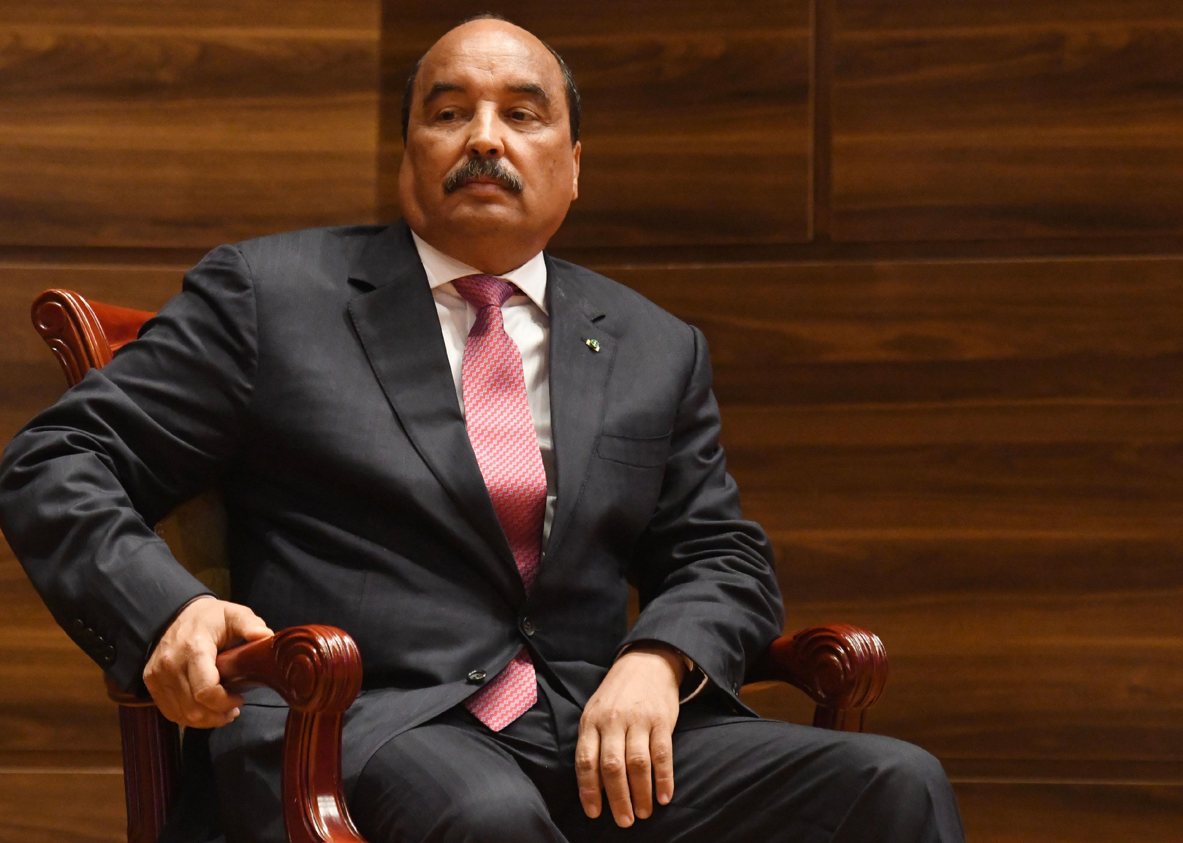 Mohamed Ould Abdel Aziz looks on during the swearing-in ceremony of the newly-elected Mauritania