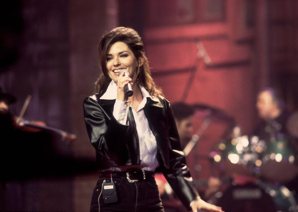 Shania Twain performs onstage during a soundcheck for the David Letterman Show.