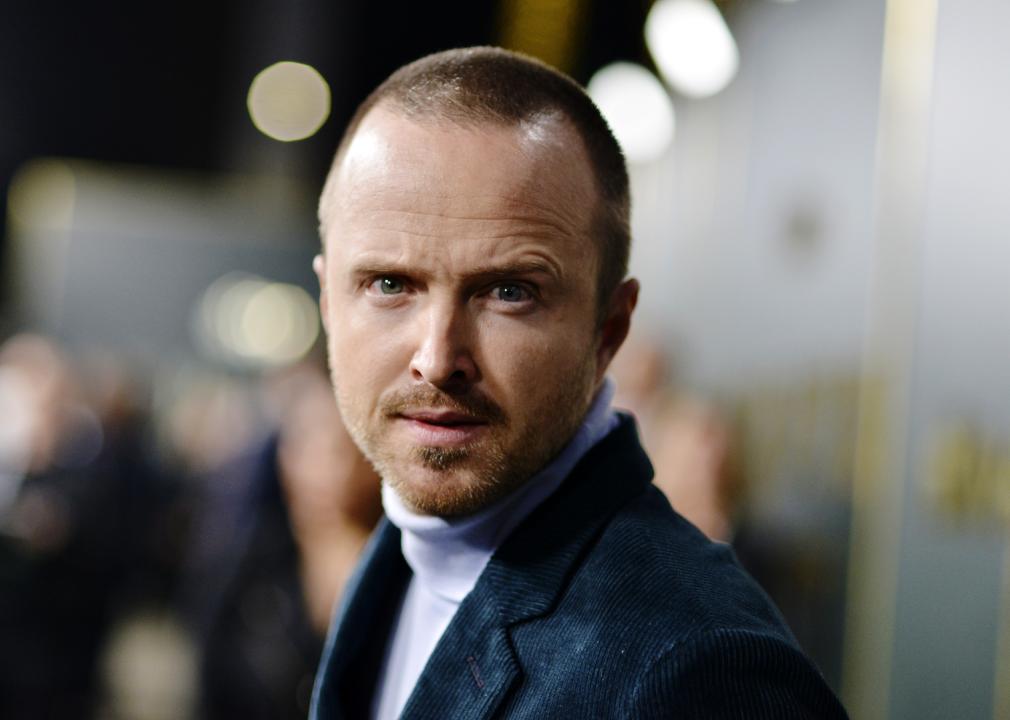 Aaron Paul arrives at the premiere of Apple TV+'s 'Truth Be Told'.