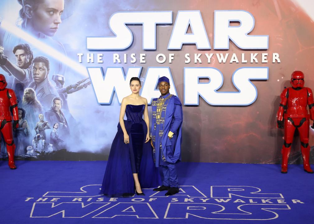 Daisy Ridley and John Boyega attends the "Star Wars: The Rise of Skywalker" European Premiere.