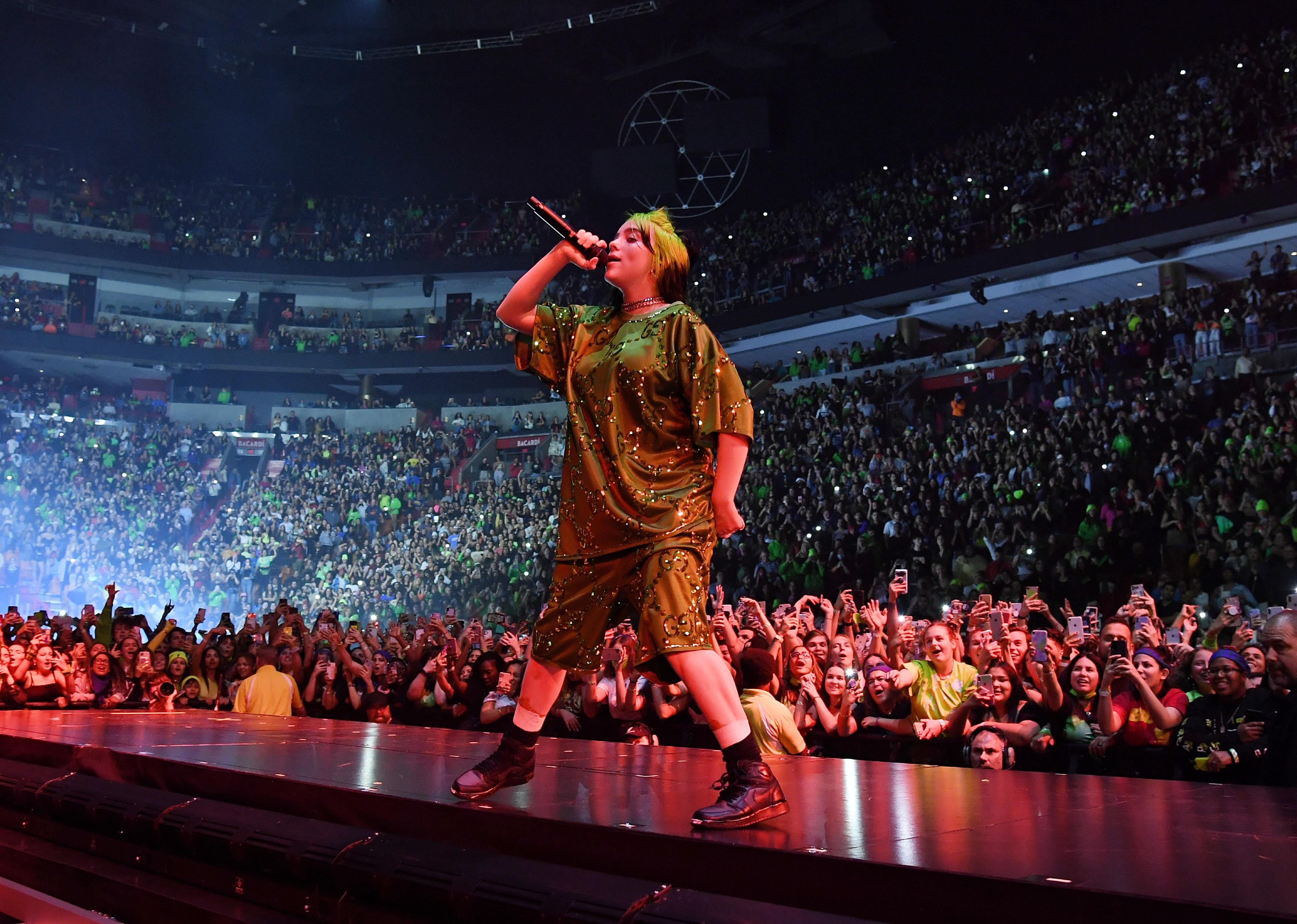 Billie Eilish performs live on stage at the Where Do We Go? World Tour Kick Off.