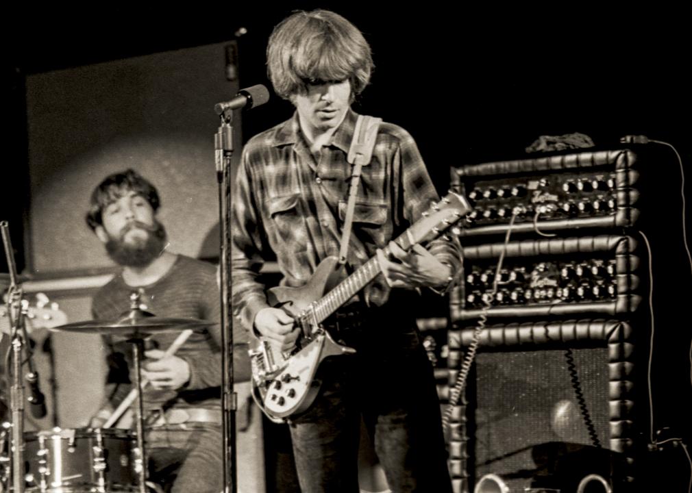 Creedence Clearwater Revival play on stage at the Sam Houston Coliseum in Houston.