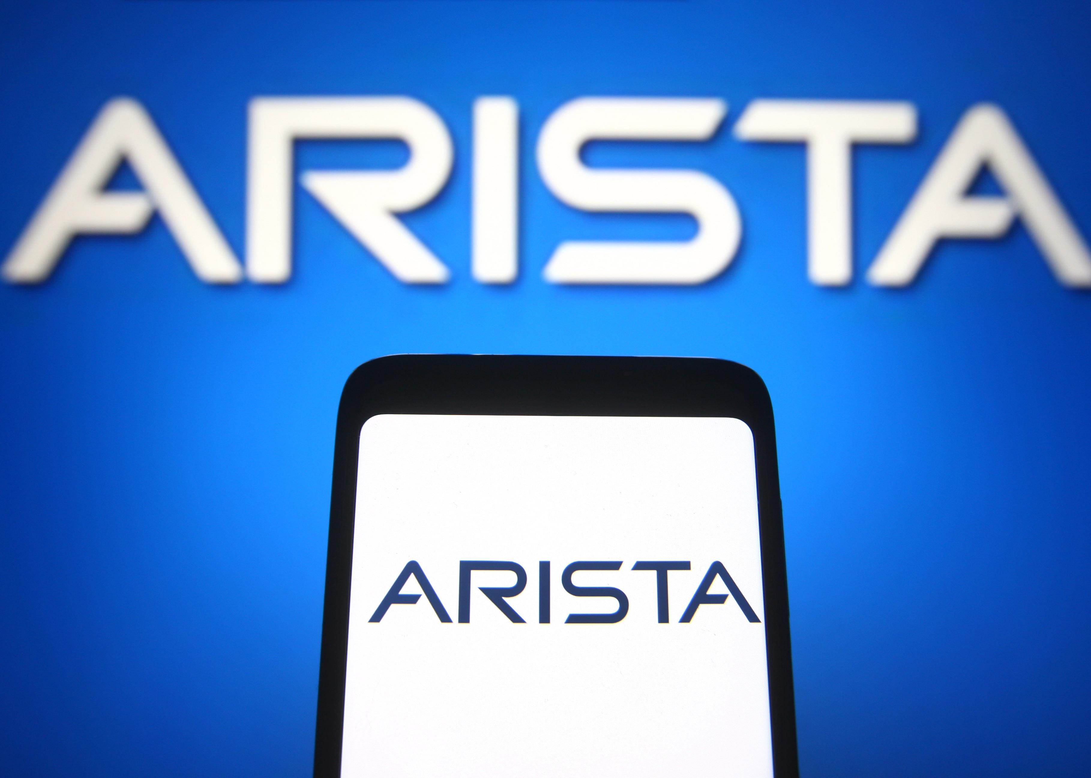 Arista Networks logo seen on a smartphone