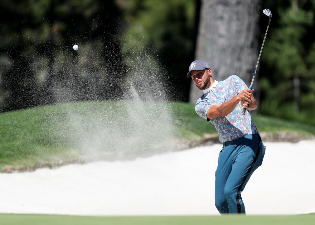 Steph Curry hits out of the bunker