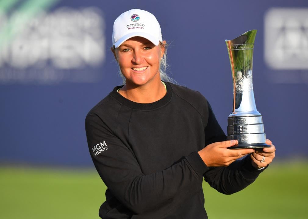 Anna Nordqvist poses with a trophy