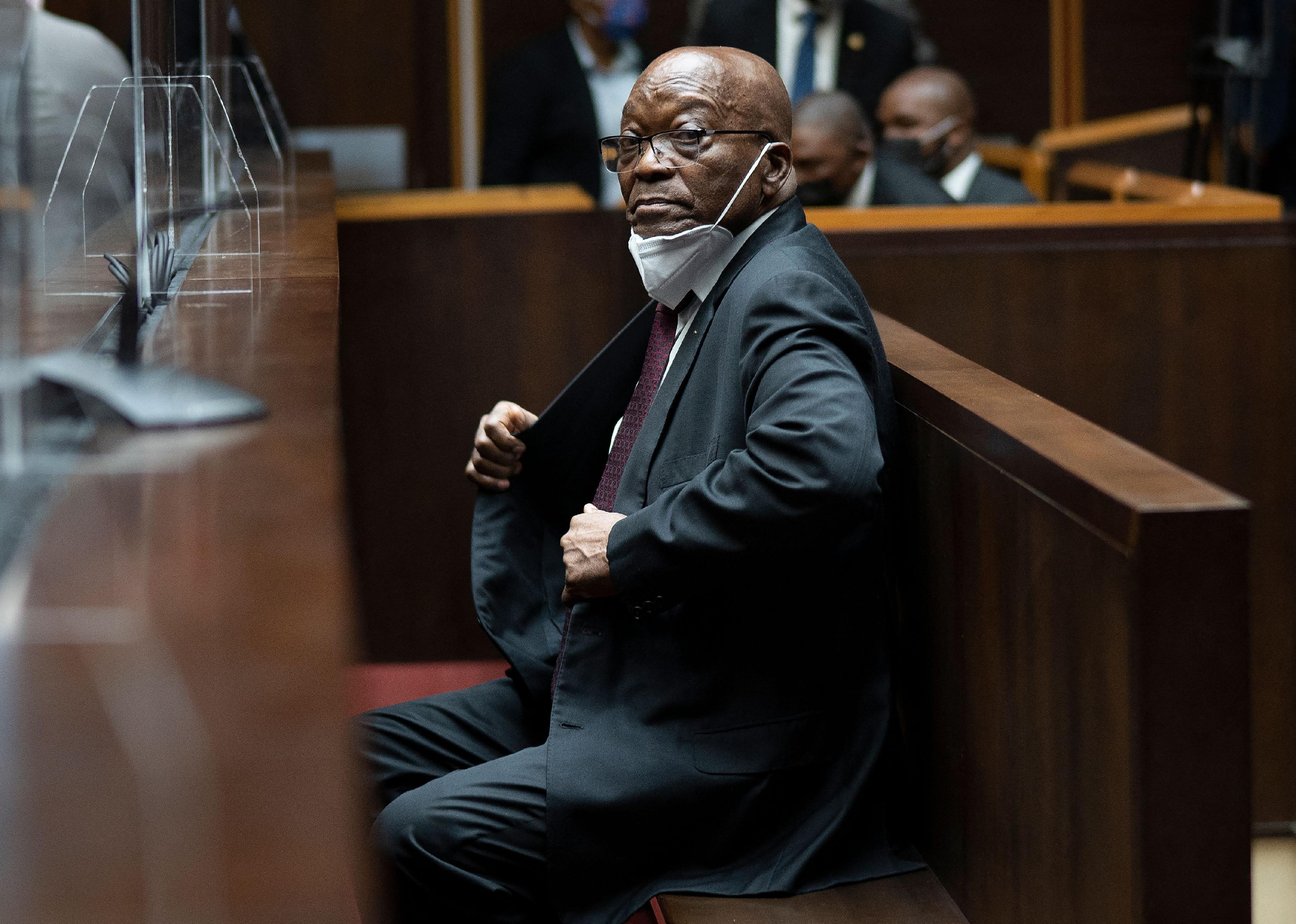 Jacob Zuma, sits in the High Court in Pietermaritzburg, South Africa