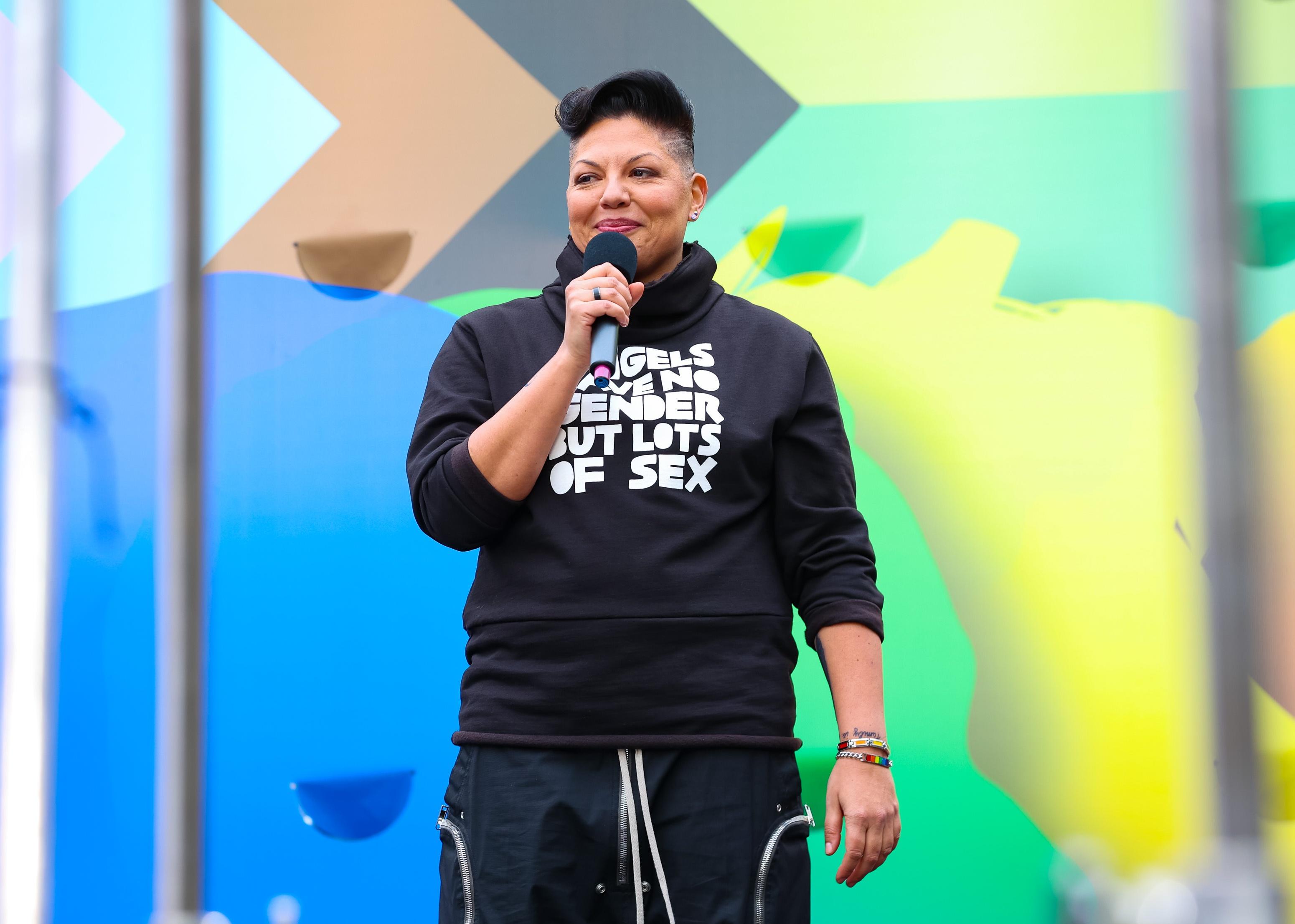 Sara Ramirez on set of the 