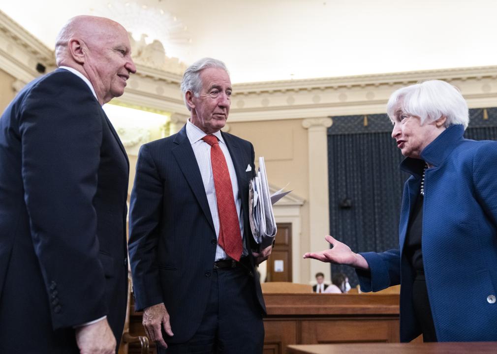 Richard Neal, Kevin Brady, and Treasury Secretary Janet Yellen talk