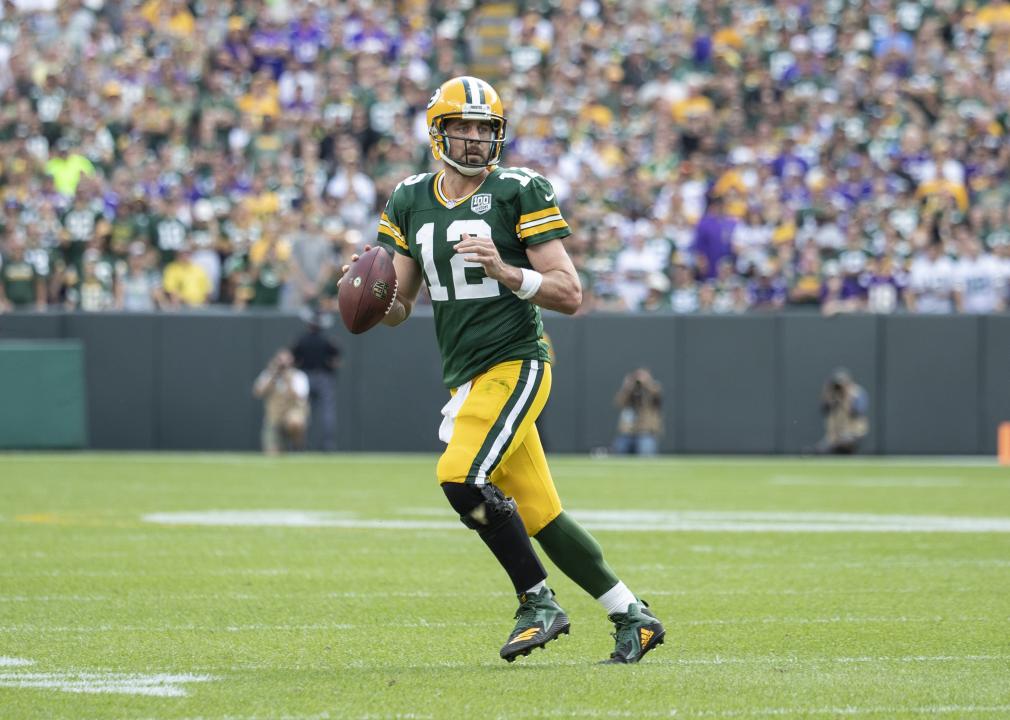 Aaron Rodgers (12) during an NFL football game against the Minnesota Vikings.