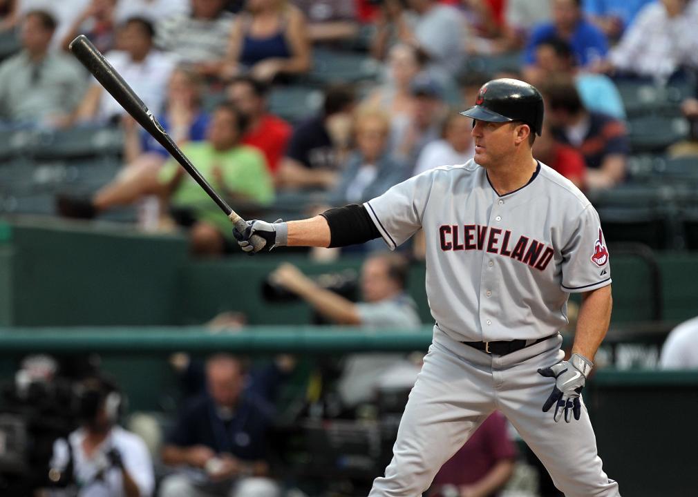Jim Thome of the Cleveland Indians at bat against the Texas Rangers.
