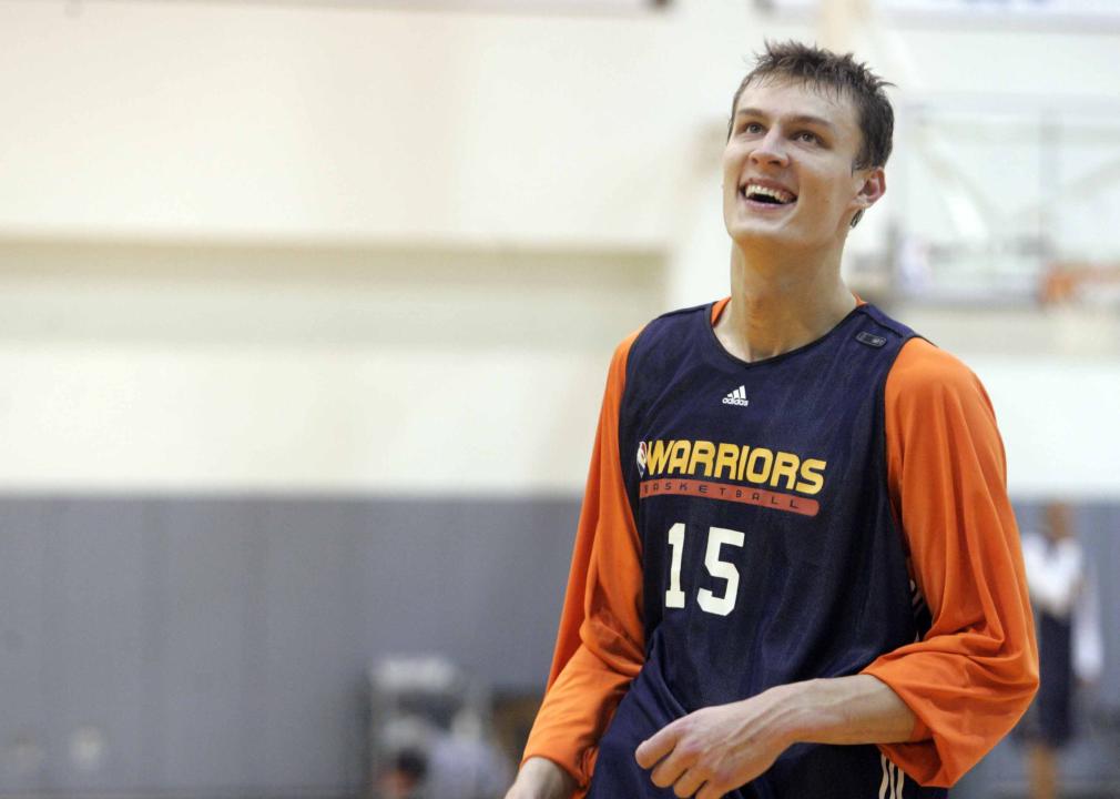 Andris Biedriņš at the warriors headquarters in Oakland.